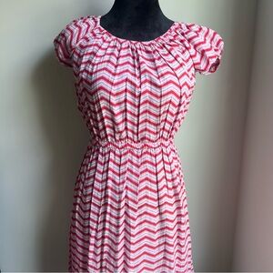 Women’s Pink Chicken Pink and White Puff Sleeve Sundress - XS